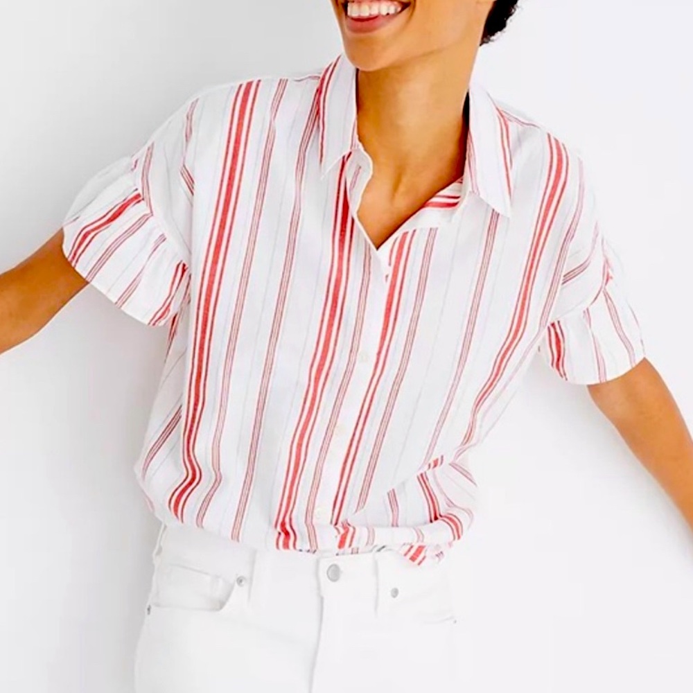 Madewell Central Ruffle-Sleeve Shirt Carey
Stripe